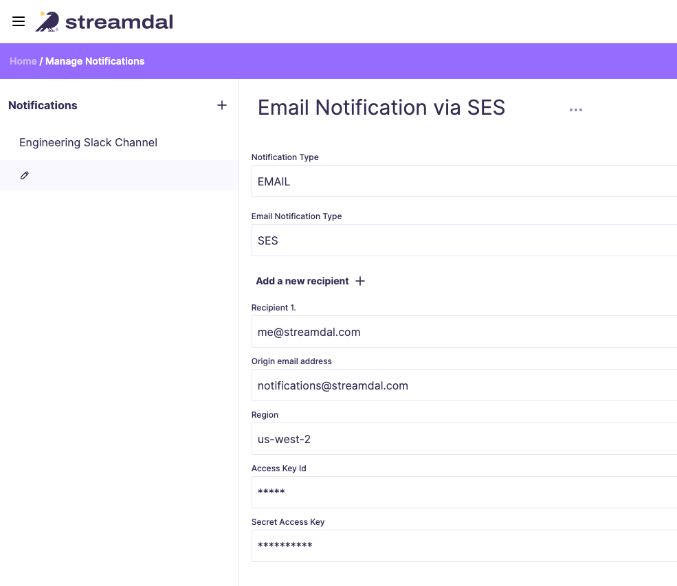 SES Settings