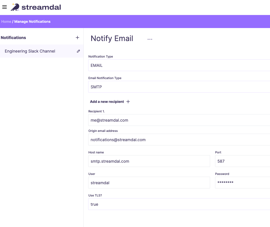 SMTP Settings